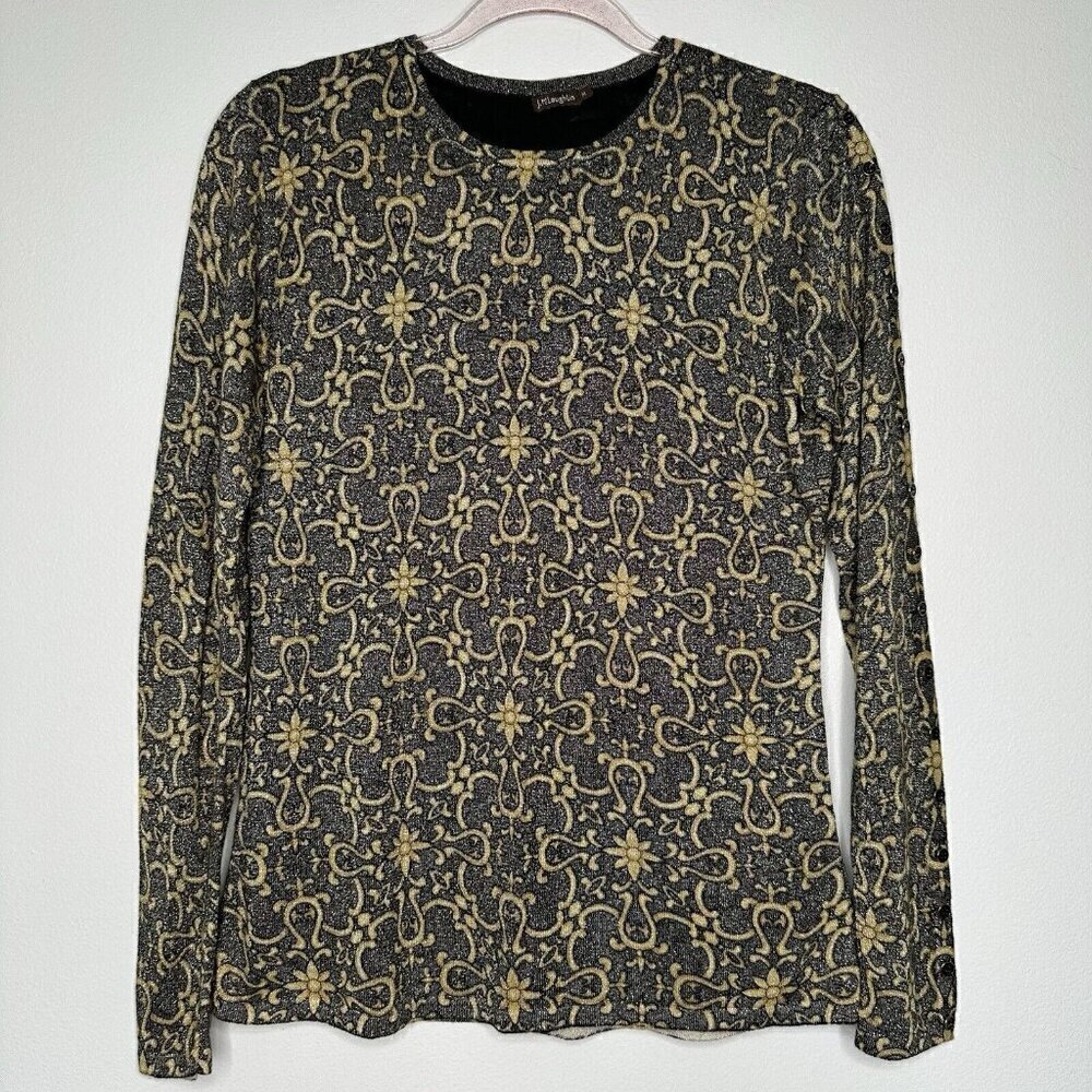 J McLaughlin Long Sleeve knit‎ top Size M Metallic